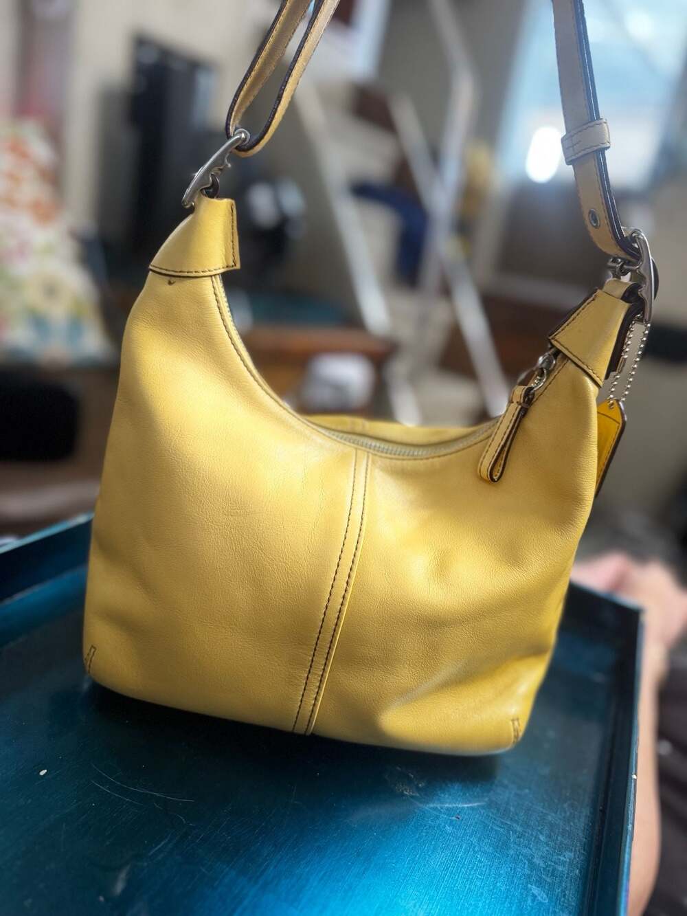 Vintage 2003 Coach Legacy Sling Hobo 9566 – Yellow Leather Y2k